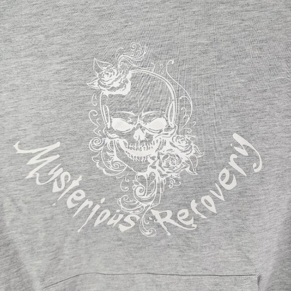 Mens Gray Mysterious Recovery Graphic Hoodie Sweatshirt Long Sleeve Size XL - Picture 3 of 9